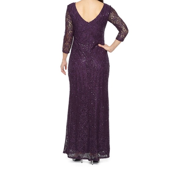 jcpenney Dresses Blu Sage 34 Sleeve Sequin Lace Evening Gown Poshmark